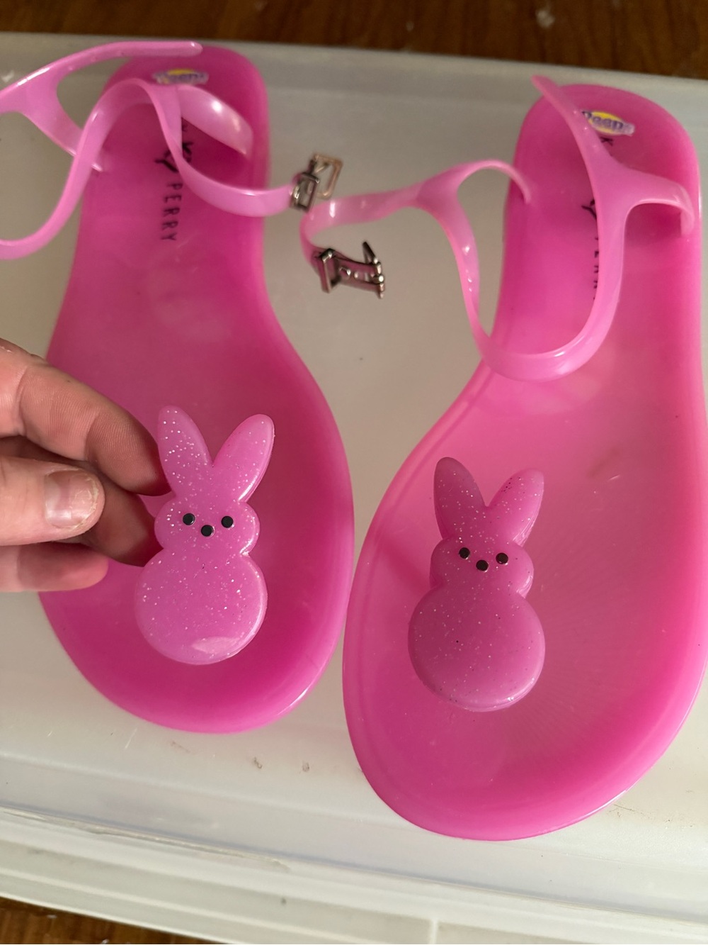 Katy Perry Peep Pink Jelly Sandals with Bunny Charm